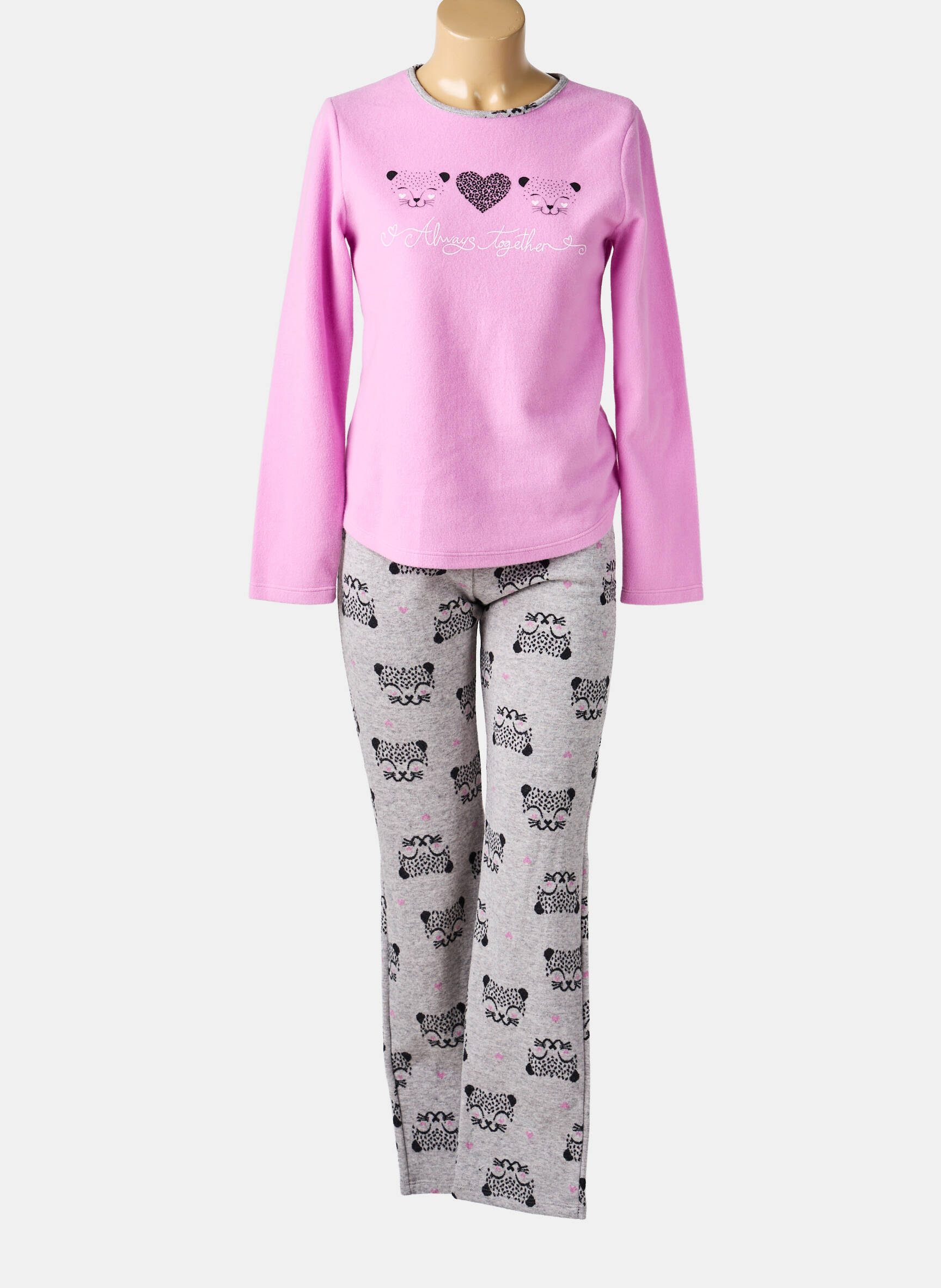 Pyjama coupe droite rose MASSANA femme