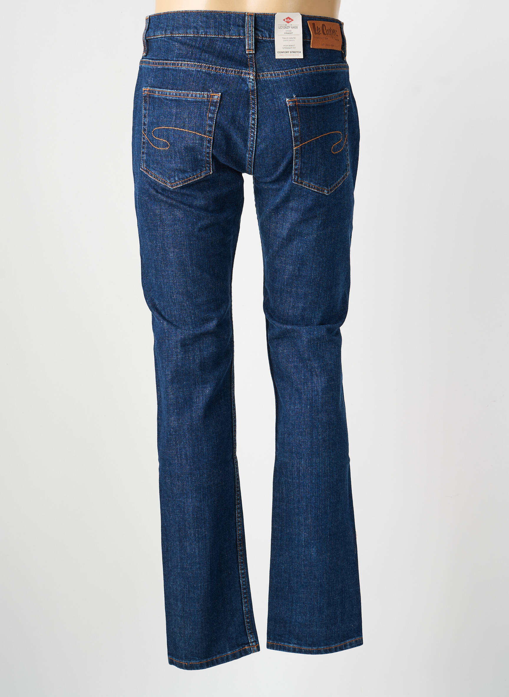 Jeans coupe droite fermeture zippée sous rabat boutonné bleu LEE COOPER homme