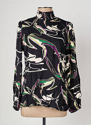 Blouse tissage popeline manches longues noir IKKS femme