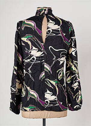 Blouse tissage popeline manches longues noir IKKS femme