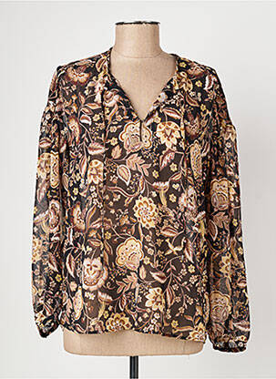 Blouse légère et transparente manches longues noir IKKS femme