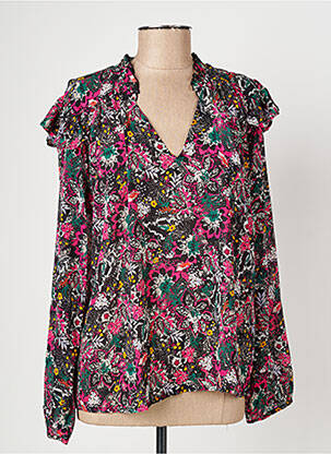 Blouse légère et transparente manches longues noir IKKS femme