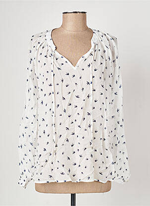 Blouse poignets boutonnés avec fente manches longues blanc IKKS femme