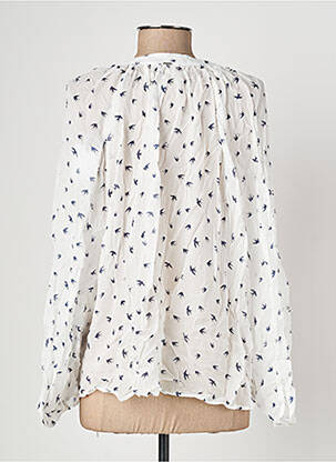 Blouse poignets boutonnés avec fente manches longues blanc IKKS femme