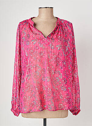 Blouse légère et transparente manches longues rose IKKS femme