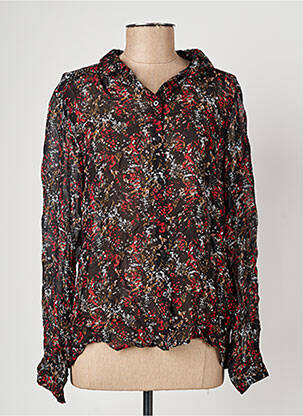 Chemisier tissage crêpe manches longues noir IKKS femme