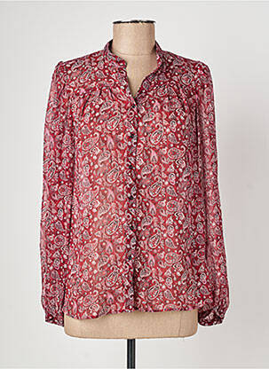Chemisier tissage crêpe manches longues rouge IKKS femme