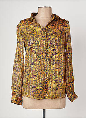 Chemisier tissage crêpe manches longues marron IKKS femme