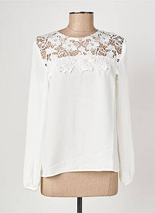 Blouse tissage popeline manches longues blanc ONE STEP femme