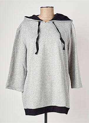Sweat-shirt à capuche capuche manches 3/4 gris SHEEGO femme