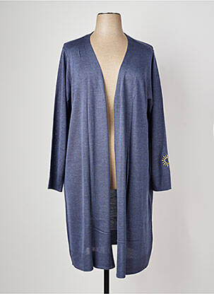 Gilet manches longues col v bleu SHEEGO femme