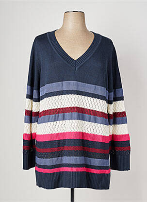 Pull coupe droite manches longues bleu SHEEGO femme