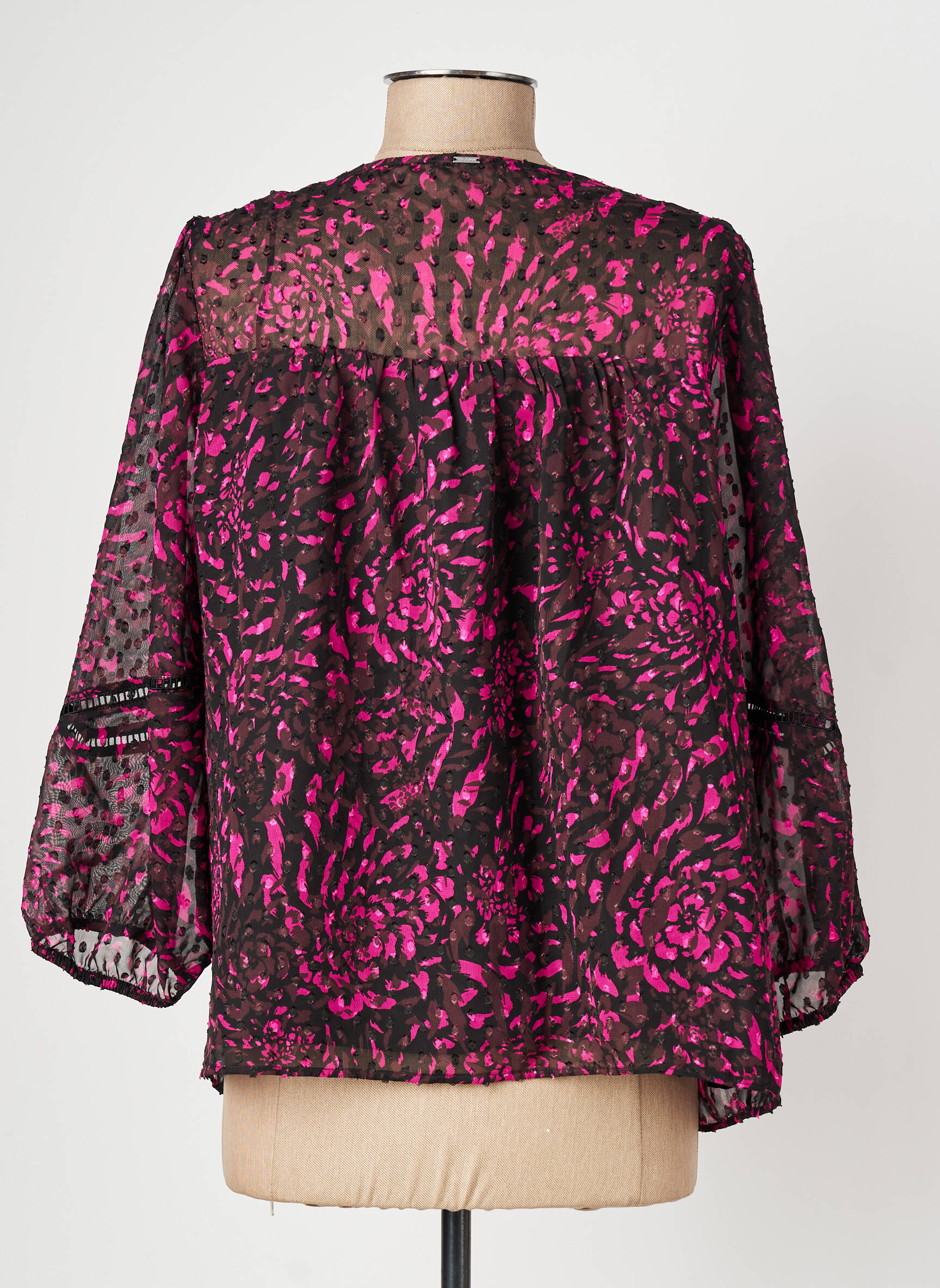 Blouse imprimé fantaisie manches longues noir IKKS femme
