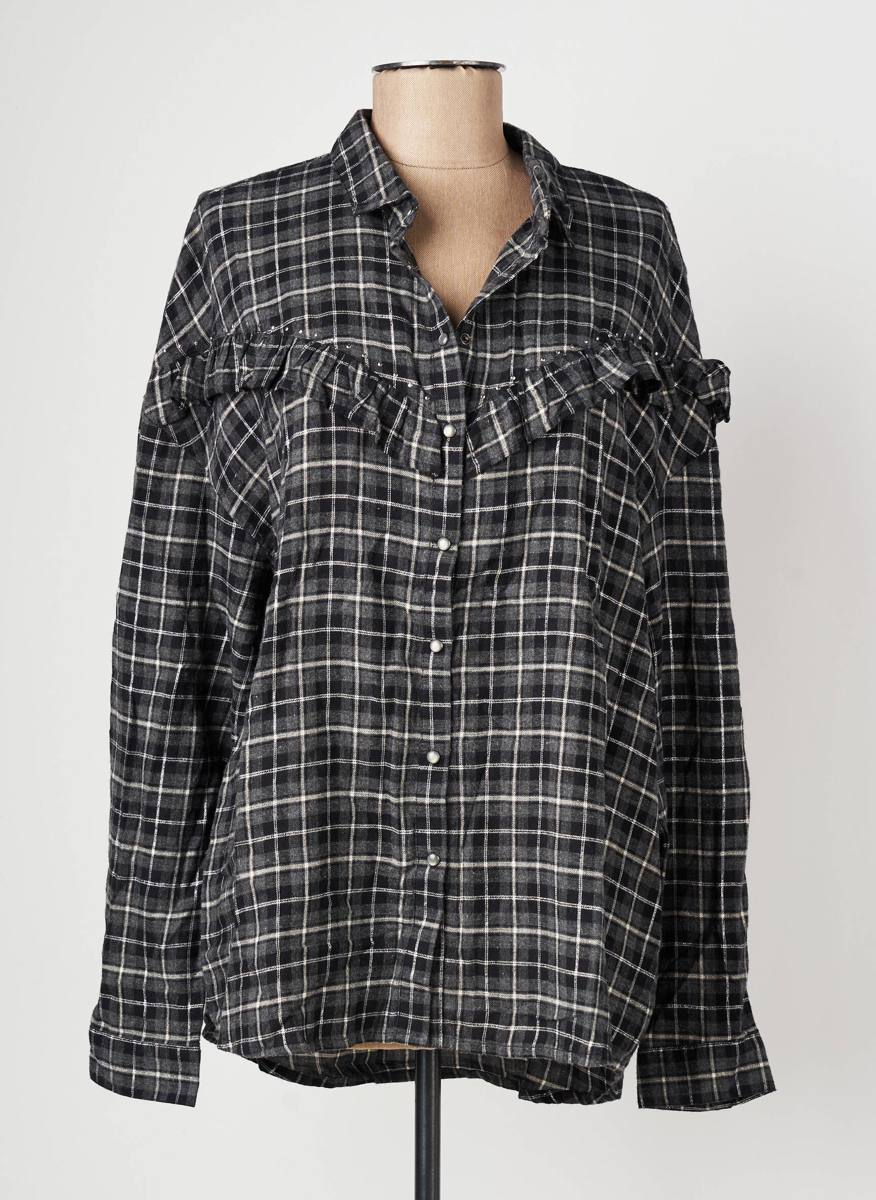Chemisier coupe droite manches longues gris IKKS femme