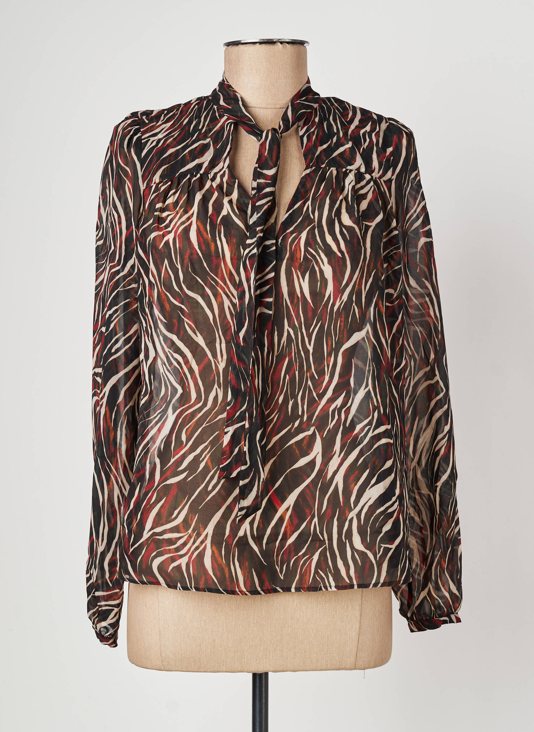 Blouse tissage popeline manches longues noir IKKS femme
