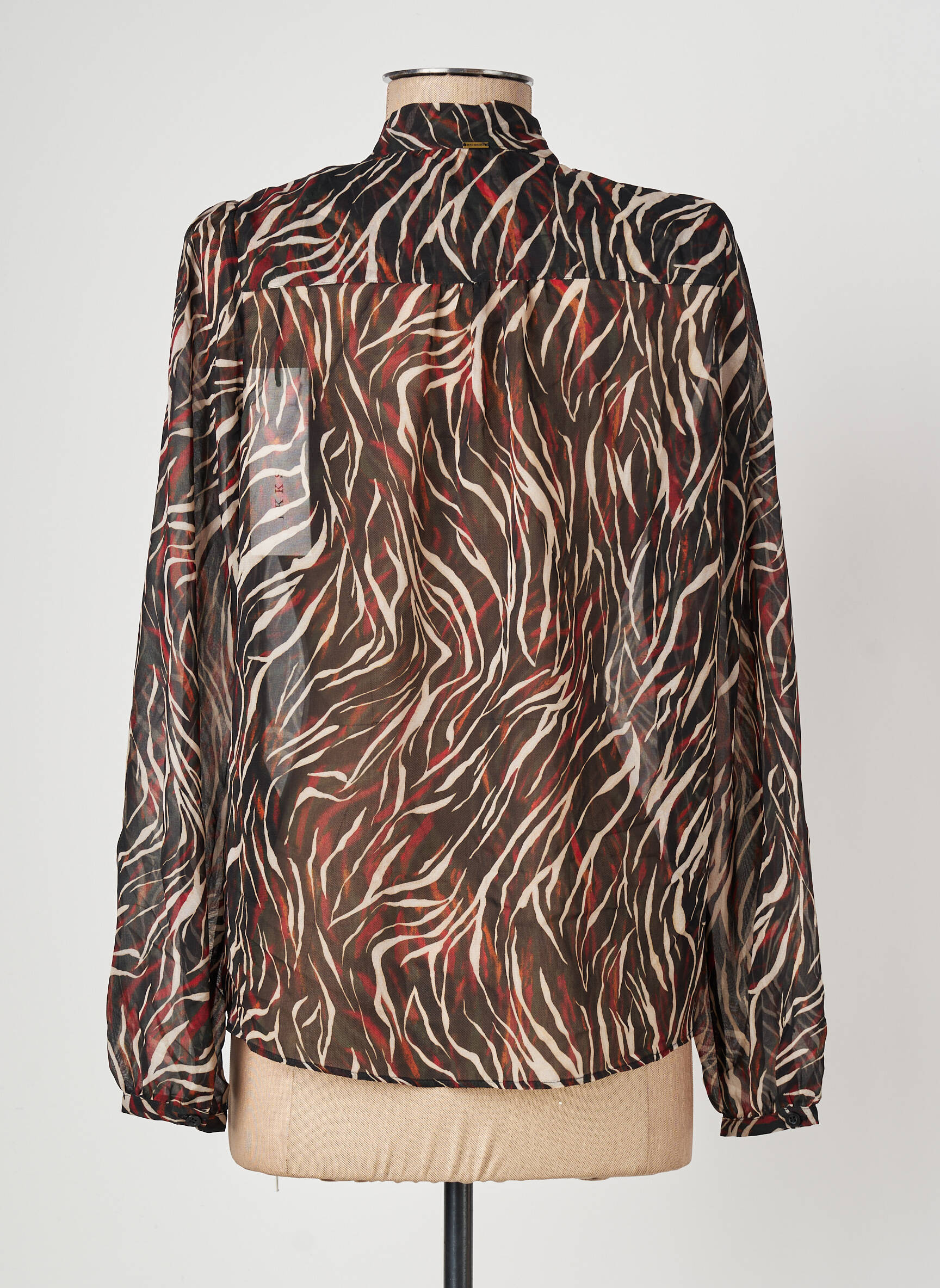 Blouse tissage popeline manches longues noir IKKS femme