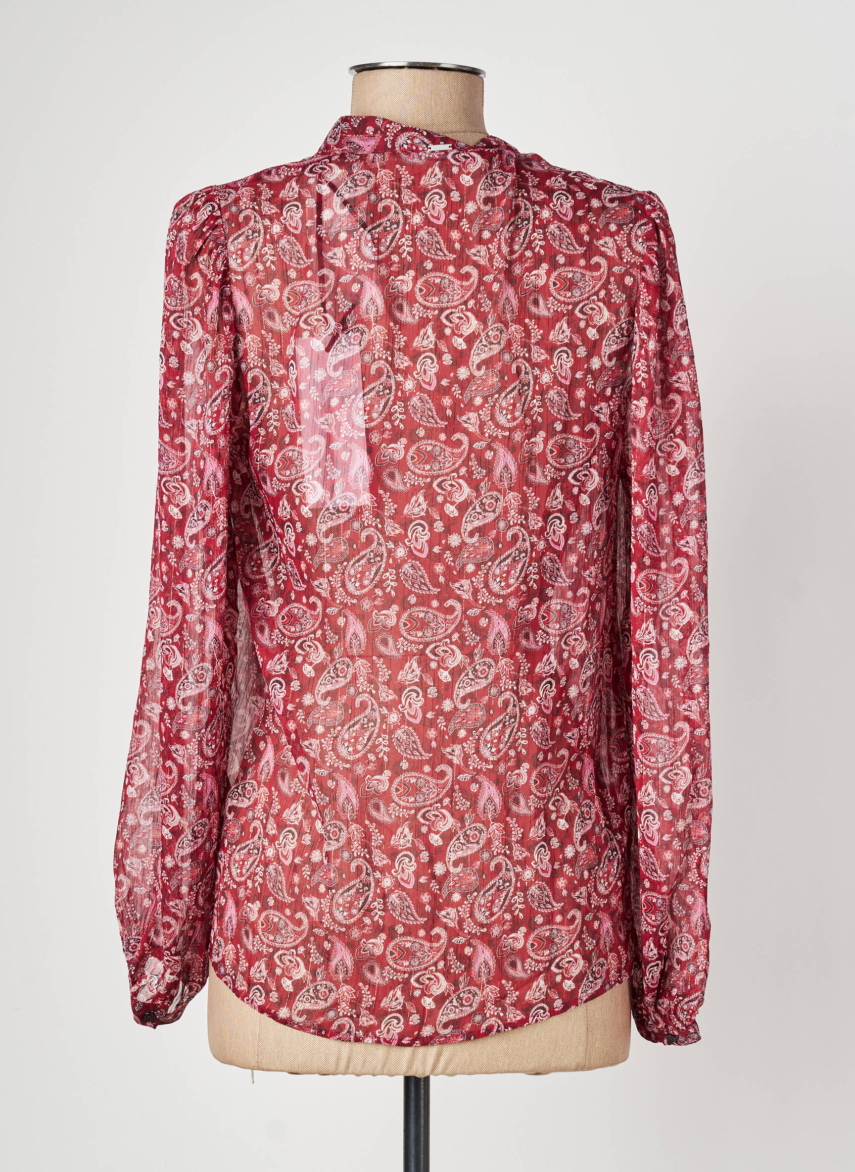 Chemisier tissage crêpe manches longues rouge IKKS femme