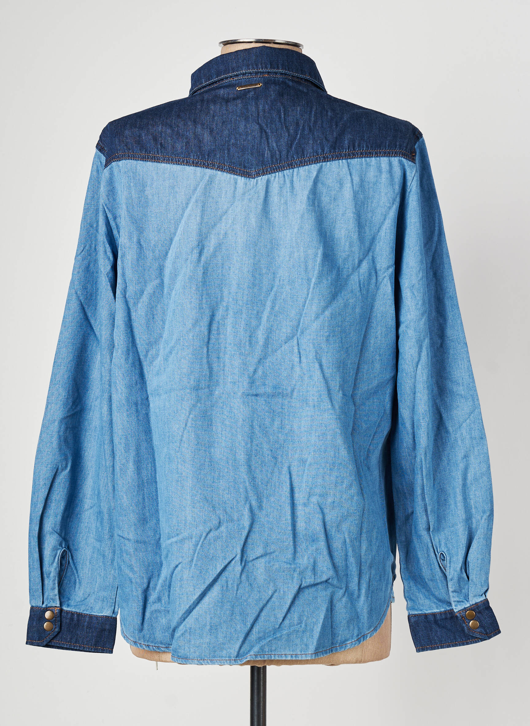 Chemisier coupe droite manches longues bleu ONE STEP femme