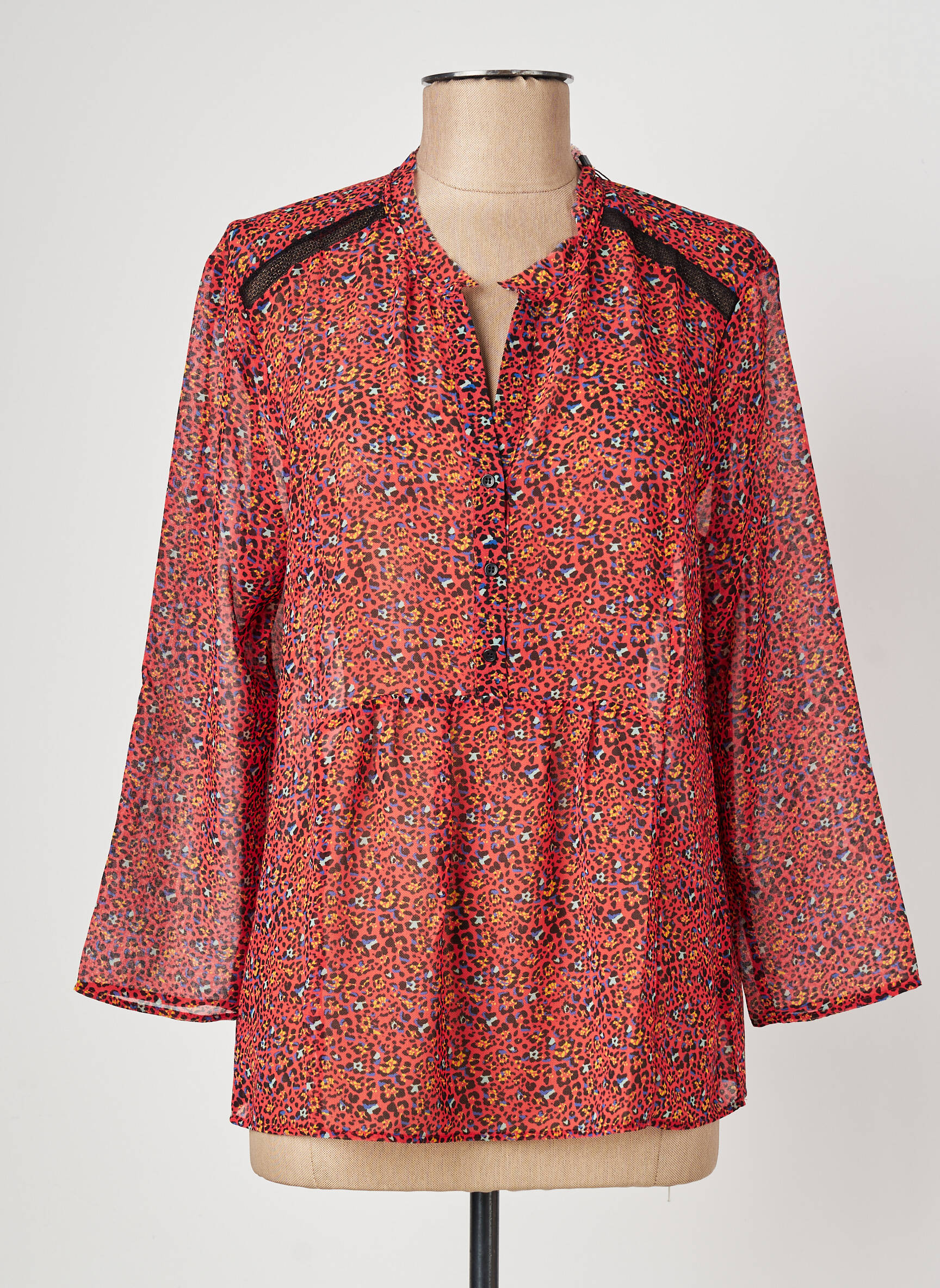 Blouse légère et transparente manches longues orange ONE STEP femme