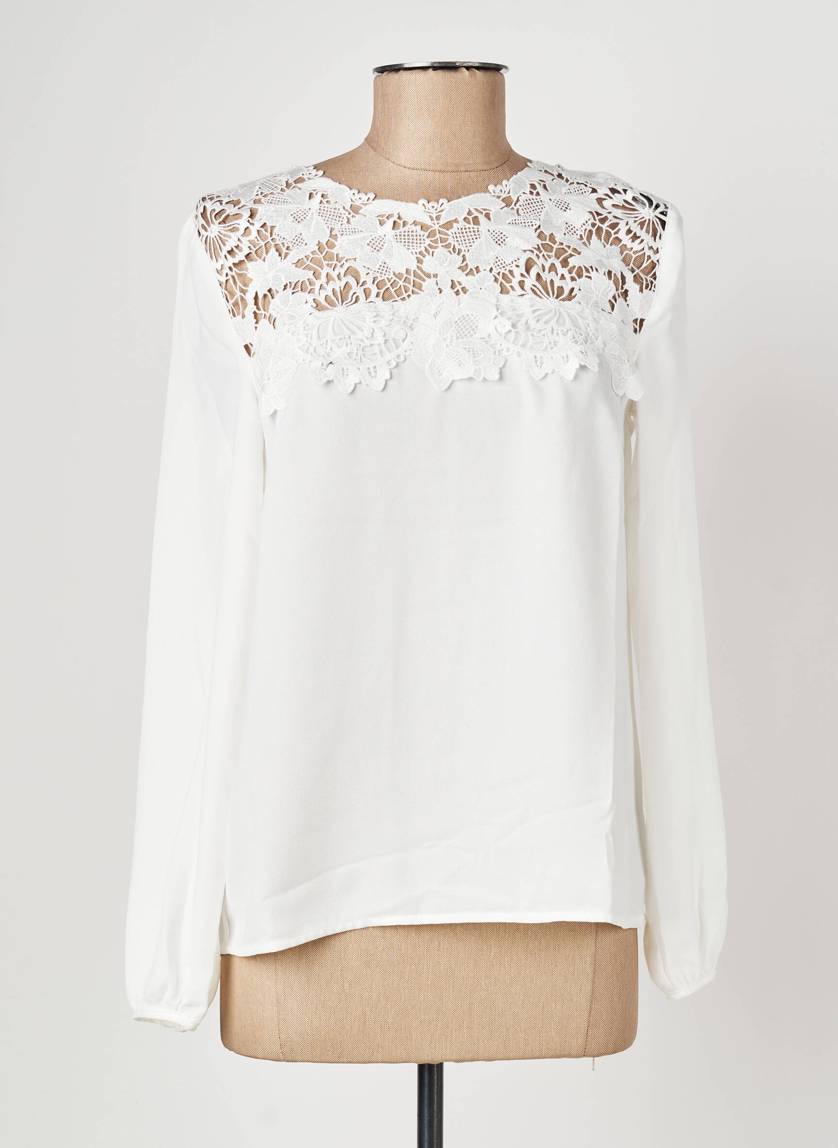 Blouse tissage popeline manches longues blanc ONE STEP femme