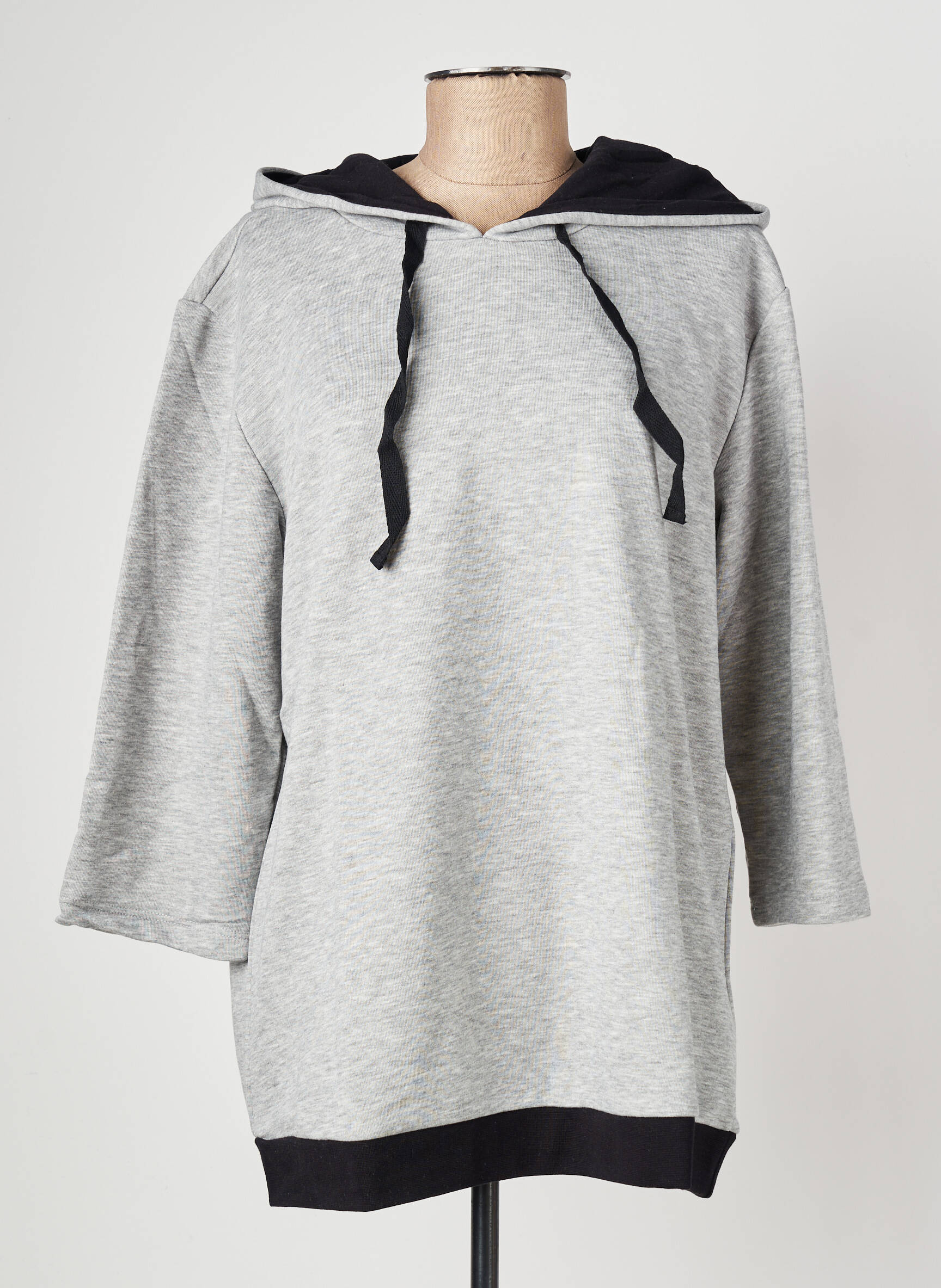 Sweat-shirt à capuche capuche manches 3/4 gris SHEEGO femme