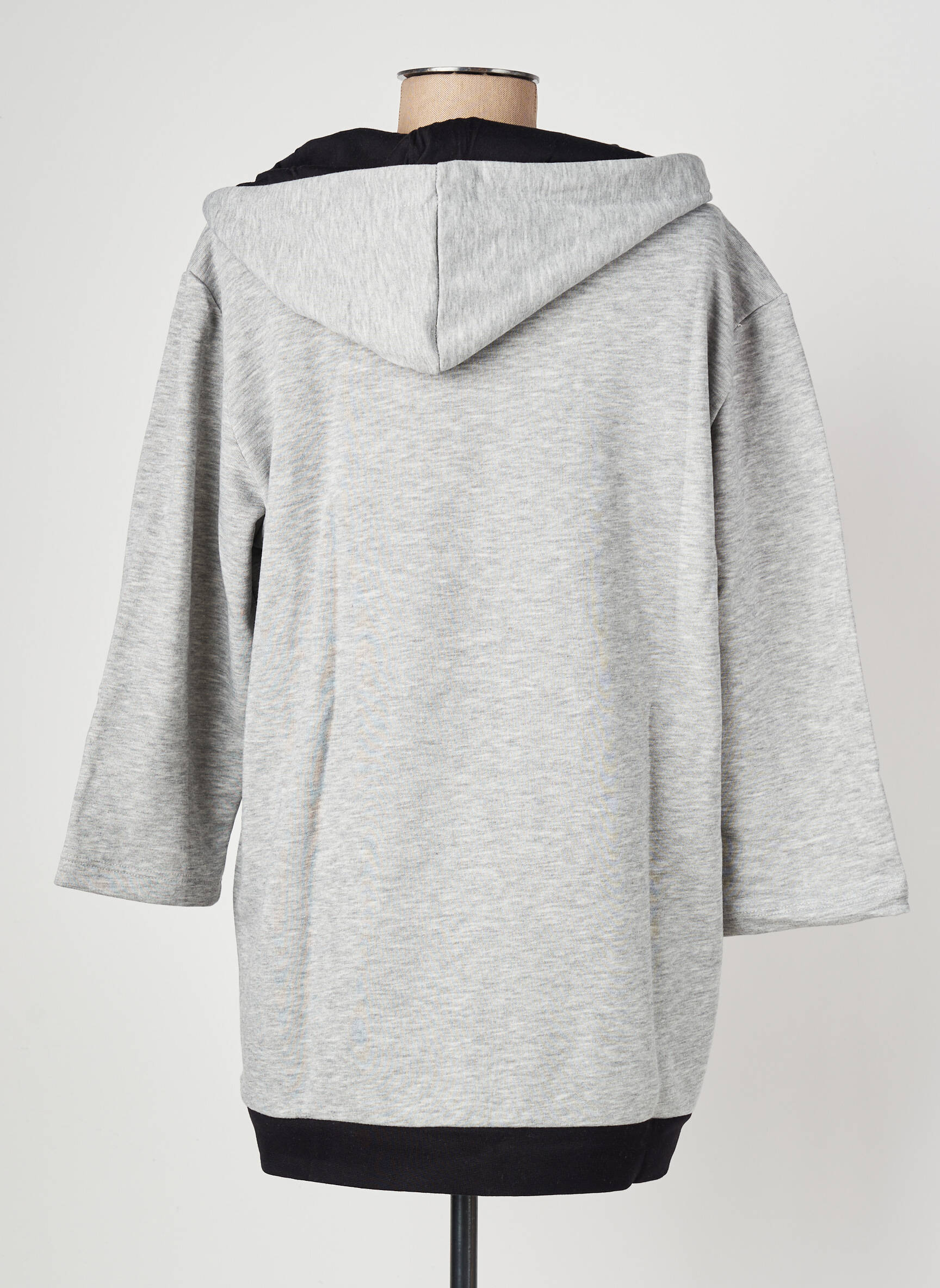 Sweat-shirt à capuche capuche manches 3/4 gris SHEEGO femme