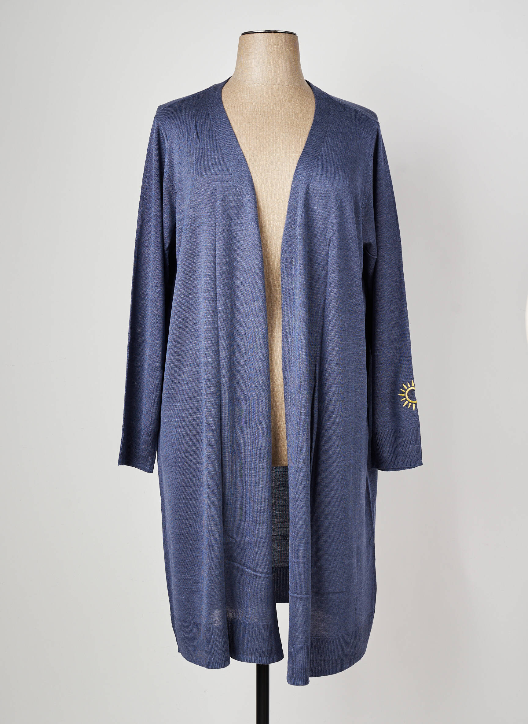 Gilet manches longues col v bleu SHEEGO femme