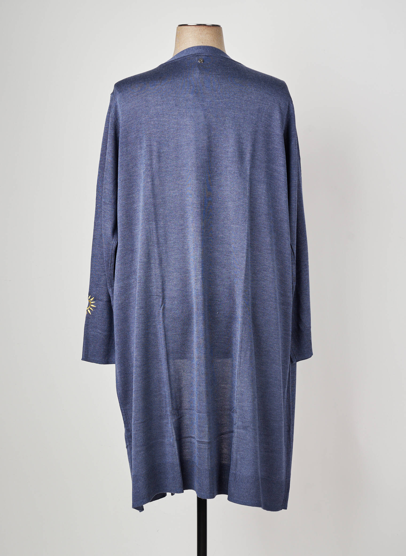 Gilet manches longues col v bleu SHEEGO femme