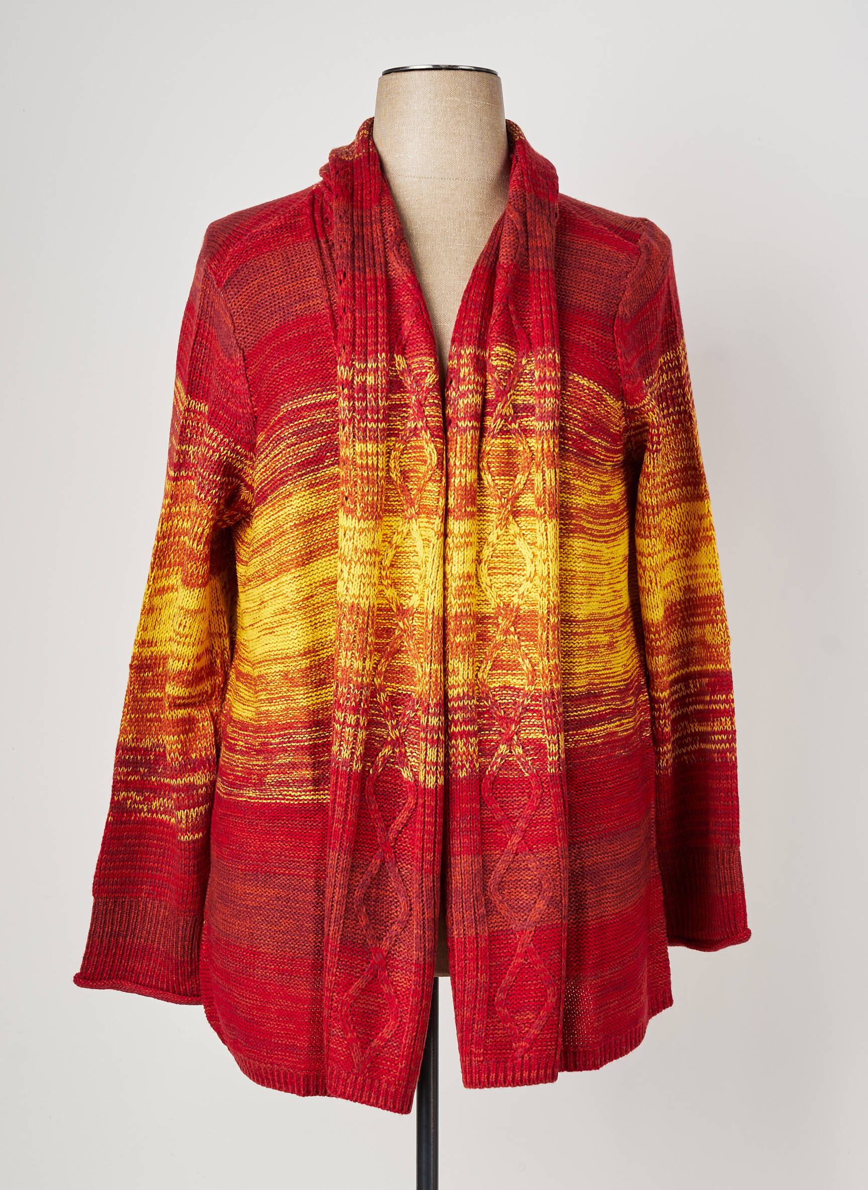 Gilet manches longues col rond rouge SHEEGO femme