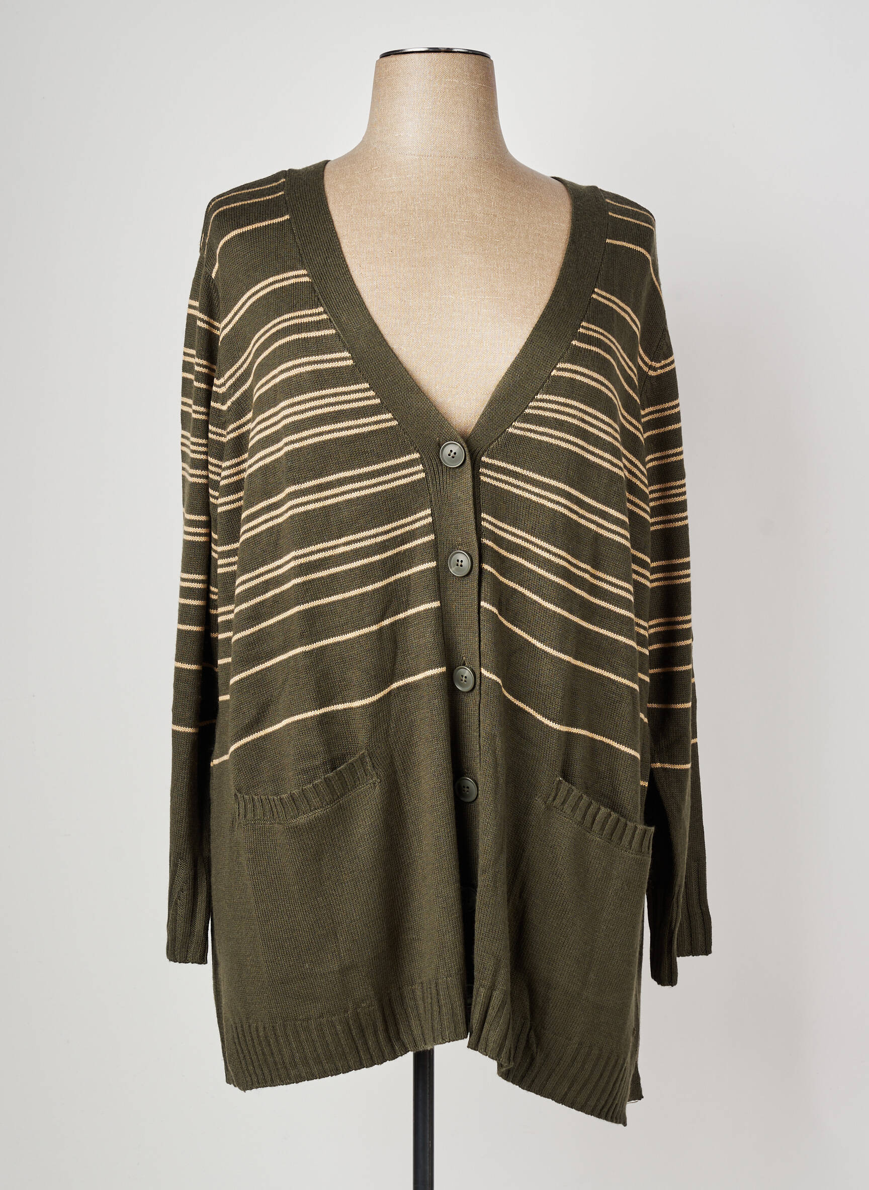 Gilet manches longues fermeture boutonnée sur le devant vert SHEEGO femme