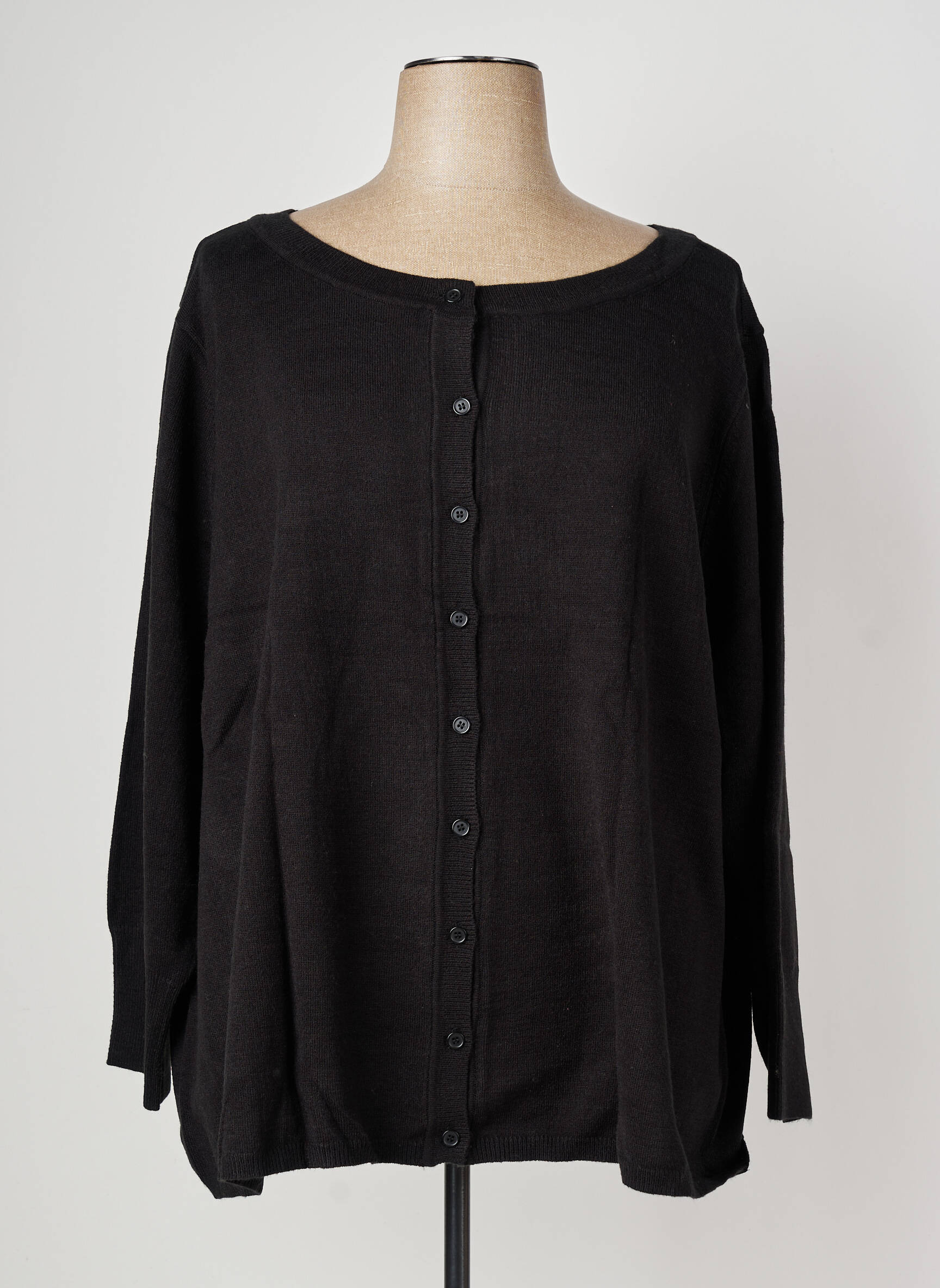 Gilet manches longues col rond noir SHEEGO femme