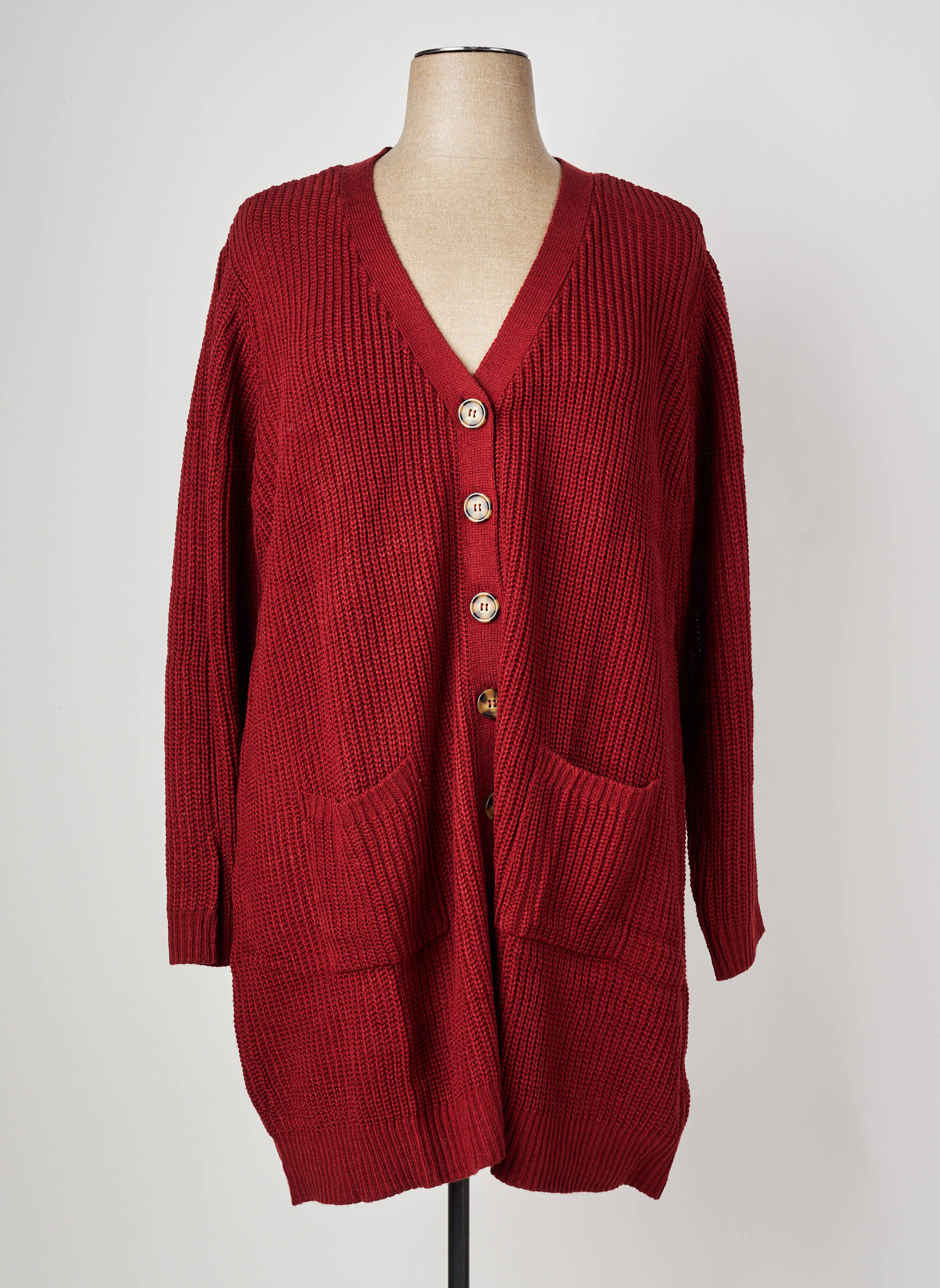 Gilet manches longues fermeture boutonnée sur le devant marron SHEEGO femme