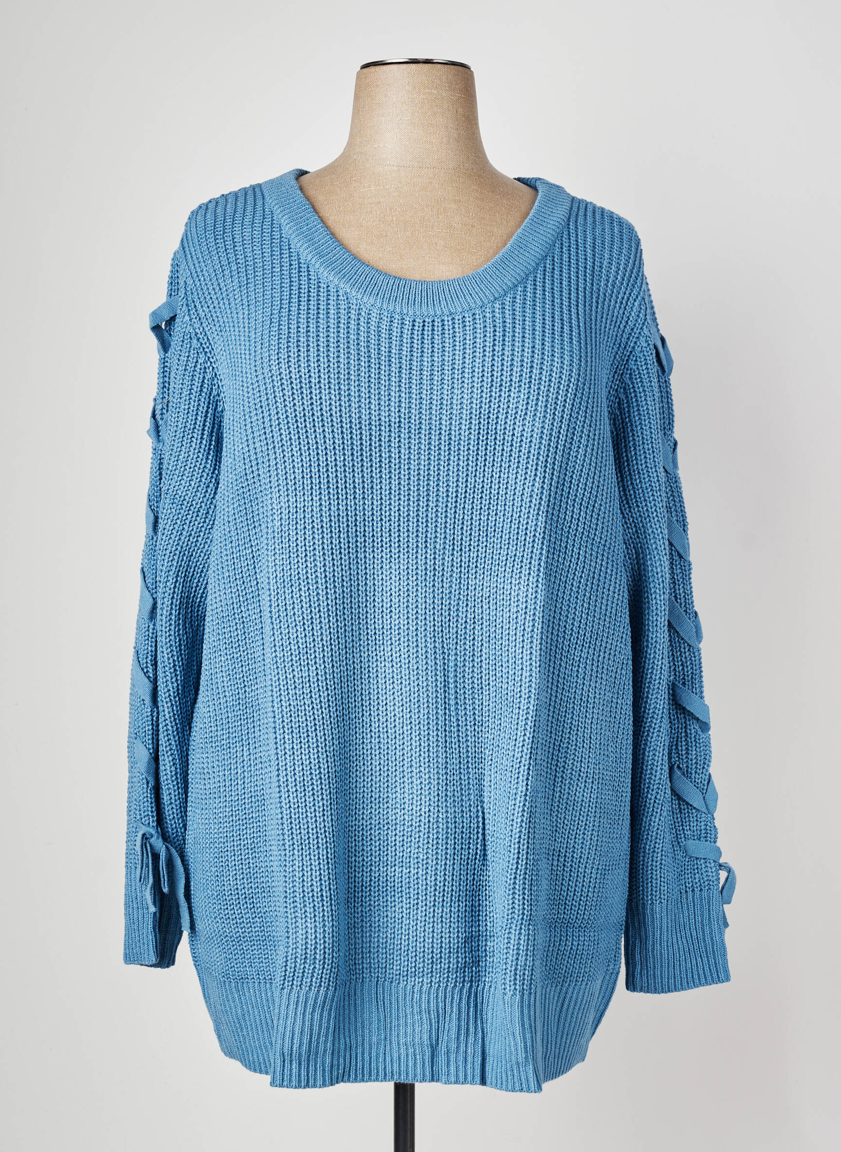 Pull coupe cintrée manches longues bleu SHEEGO femme