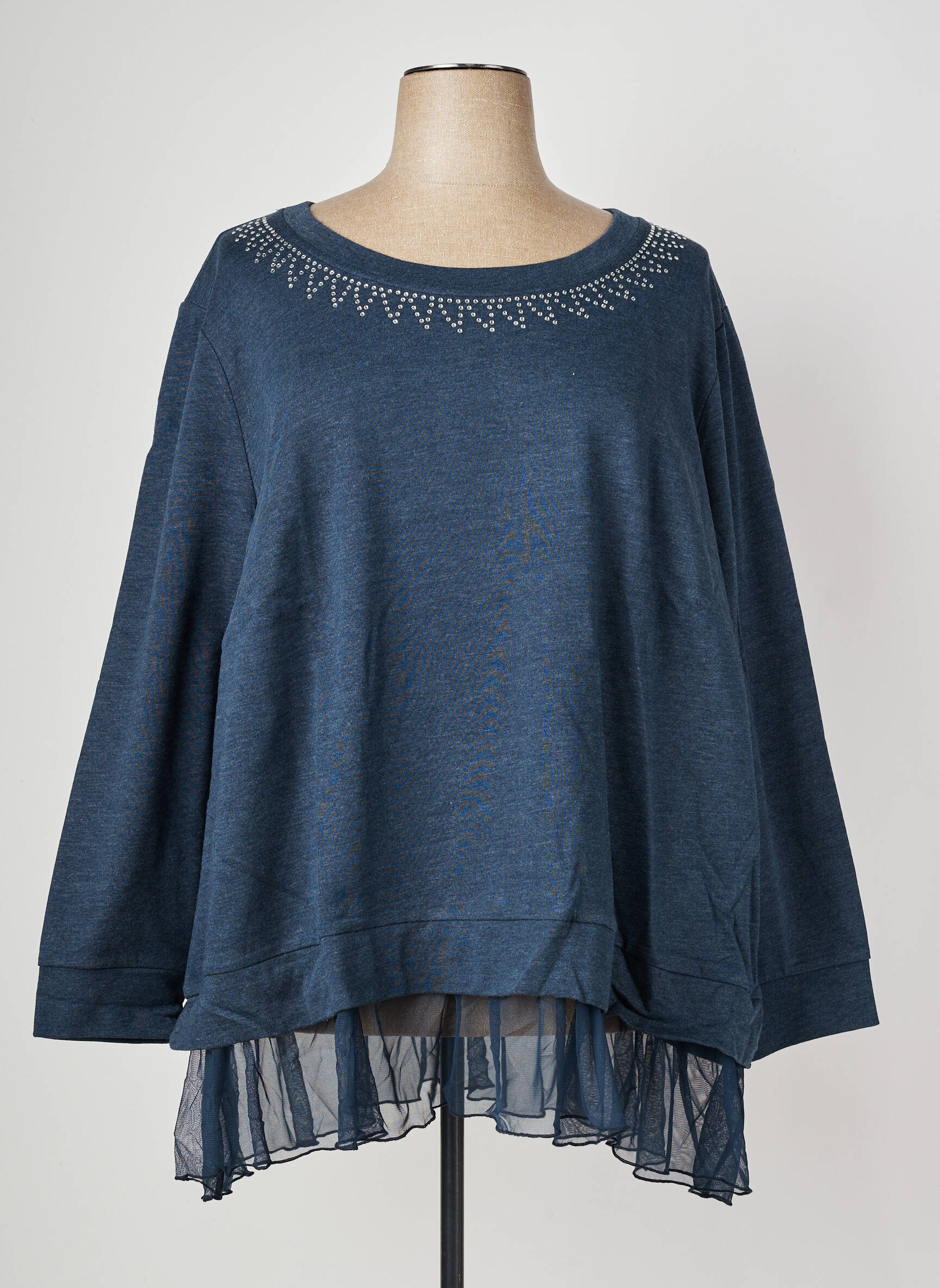 Sweat-shirt manches longues manches longues bleu SHEEGO femme