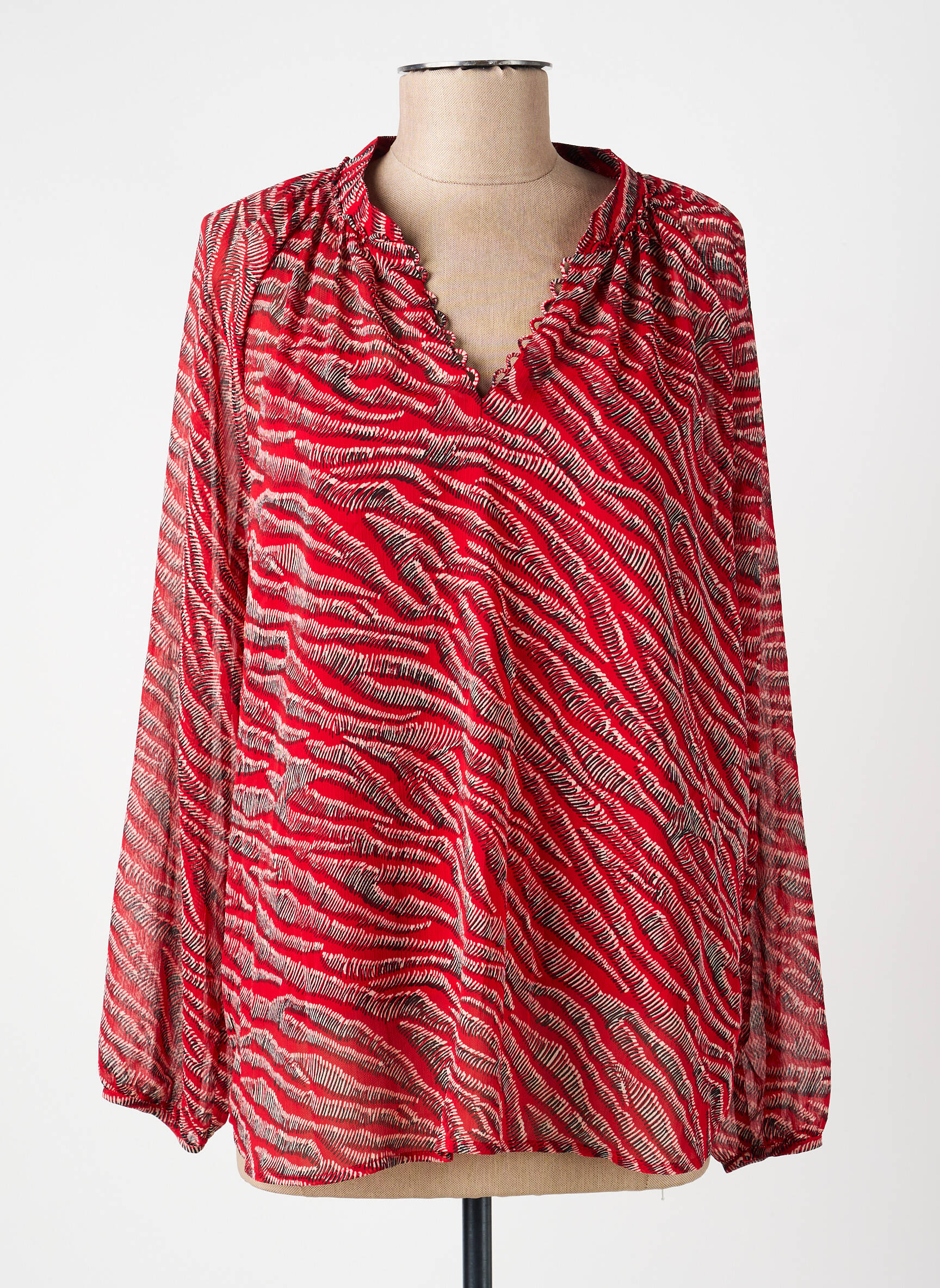 Blouse imprimé fantaisie manches 3/4 rouge ONE STEP femme