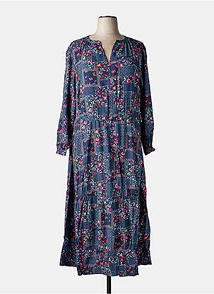 Robe longue imprimé fantaisie manches longues bleu SHEEGO femme