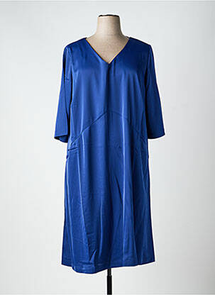 Robe mi-longue coupe fluide manches longues bleu SHEEGO femme