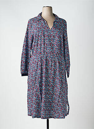 Robe mi-longue coupe fluide manches longues bleu SHEEGO femme