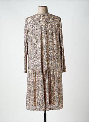 Robe longue imprimé fantaisie manches longues beige SHEEGO femme