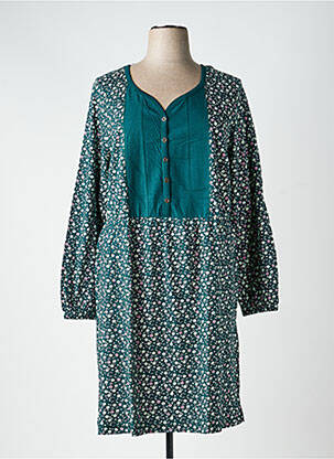 Robe mi-longue coupe fluide manches longues vert SHEEGO femme