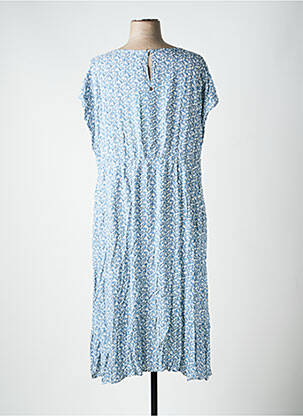 Robe mi-longue coupe fluide manches courtes bleu SHEEGO femme