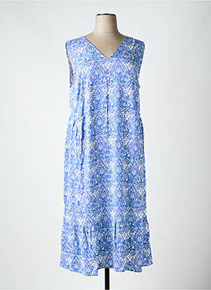 Robe longue coupe évasée sans manche bleu SHEEGO femme