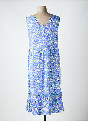 Robe longue coupe évasée sans manche bleu SHEEGO femme