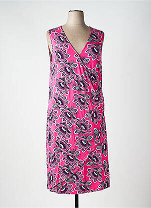 Robe mi-longue imprimé fleurs sans manche rose SHEEGO femme