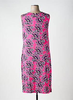 Robe mi-longue imprimé fleurs sans manche rose SHEEGO femme