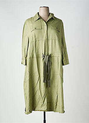 Robe mi-longue coupe fluide manches longues vert SHEEGO femme