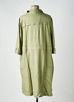 Robe mi-longue coupe fluide manches longues vert SHEEGO femme