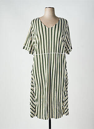 Robe mi-longue coupe fluide manches courtes vert SHEEGO femme