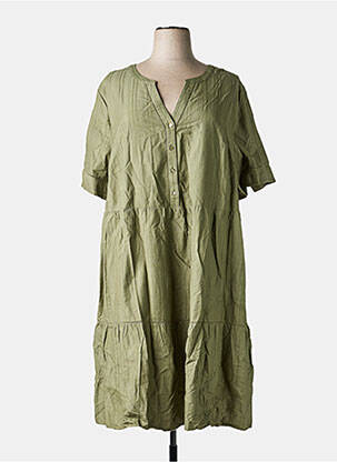 Robe mi-longue manches courtes manches courtes vert SHEEGO femme