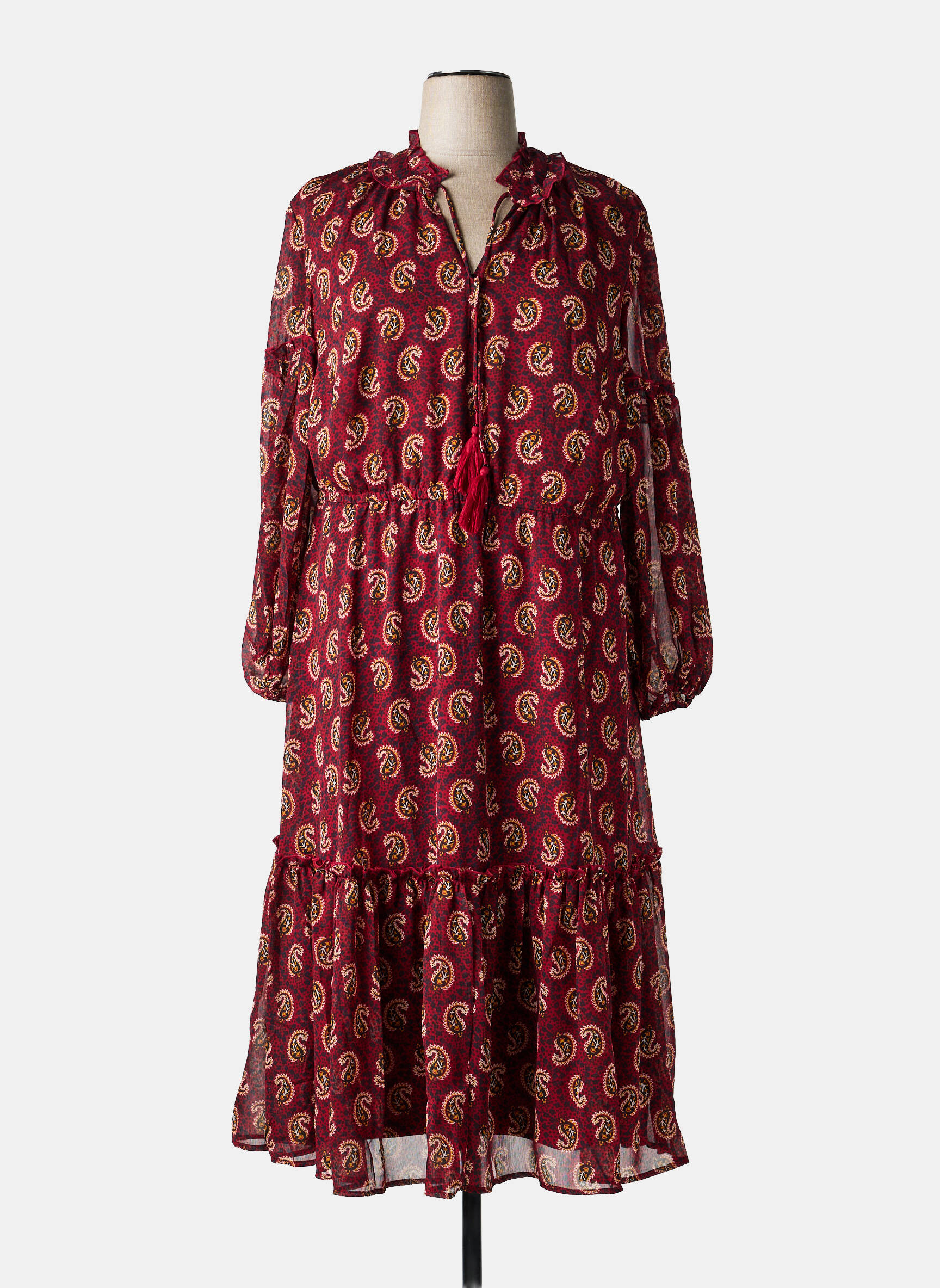 Robe longue manches longues manches longues rouge SHEEGO femme